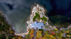 Aerial View of Georgian Bay Lakefront House and Site